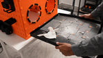WorkBox removable tray collects offcuts and debris for easier cleanup
